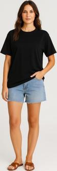 Kadın Bisiklet Yaka Oversize %100 Pamuk T-Shirt