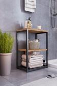 İntergo Metal Ayaklı Ve Ahşap Raflı Dekoratif Banyo Rafı