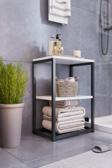 İntergo Metal Ayaklı Ve Ahşap Raflı Dekoratif Banyo Rafı