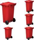 Elcy 120 Lt Kırmızı 5 Adet Plastk Çöp Konteyneri Isıya Karşı Dayanıklı