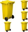 Elcy 120 Lt 5 Adet Sarı Plastik Çöp Konteyneri Isıya Karşı Dayanıklı