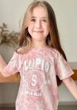 Kız Çocuk Florida Yazı Baskılı Penye T-Shirt Pudra Şortlu Takım