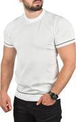 DeepSEA Erkek Beyaz Dar Kesim Pamuklu Tişört Slim Fit Nefes Alan Bisiklet Yaka Triko Tişört 2504347