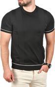 DeepSEA Erkek Siyah Dar Kesim Pamuklu Tişört Slim Fit Nefes Alan Bisiklet Yaka Triko Tişört 2504347
