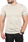 DeepSEA Erkek Bej Dar Kesim Pamuklu Tişört Slim Fit Nefes Alan Bisiklet Yaka Triko Tişört 2504347