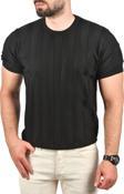 DeepSEA Erkek Siyah Dar Kesim Pamuklu Triko Tişört Slim Fit Nefes Alan Bisiklet Yaka Tişört 2504348