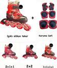 Toprockstore Işıklı Çocuk Pateni Ayarlanılabilir Alıştırma Silikon Tekerli Frenli Metal Gövdeli Paten Dizlik Set 30-33