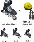 Toprockstore Işıklı Çocuk Pateni Ayarlanılabilir Silikon Tekerli Frenli Metal Gövdeli Paten Ve Kask Dizlik Set 30-33
