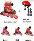 Toprockstore Işıklı Çocuk Pateni Ayarlanılabilir Silikon Tekerli Frenli Metal Gövdeli Paten Ve Kask Dizlik Set 30-33