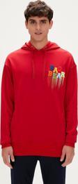 Rainbow Hoodie Crimson-Red Kırmızı Kapüşonlu Erkek Sweatshirt