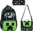 İlkokul Çantası MineCraft 3'lü Set 42*30 Cm Beslenme Çantası Kalem Kutusu Ortopedik Erkek Çocuk