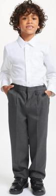 Yakamel Dokuma Kumaş Yüksek Bel Regular Kalıp Gri Erkek Çocuk Okul Pantolonu