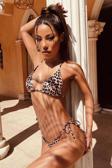 Kadın Leopar Desenli Yandan Bağlamalı Bikini Mayo Takımı