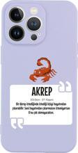 Butikcase İphone 13 Pro Akrep Burcu Tasarımlı Lila Telefon Kılıfı