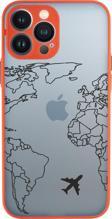 Mooodcase İphone 13 Pro Uyumlu World Map Lines Desenli Kamera Korumalı Buzlu Şeffaf Lüx Telefon Kılıfı