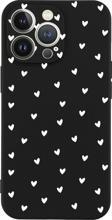 Butikcase İphone 13 Pro Minik Kalpler Beyaz Tasarımlı Siyah Telefon Kılıfı