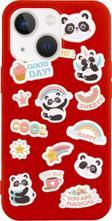 Butikcase İphone 13 Sticker Panda Tasarımlı Kırmızı Telefon Kılıfı