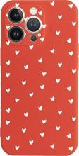 Butikcase İphone 13 Pro Minik Kalpler Beyaz Tasarımlı Kırmızı Telefon Kılıfı