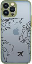 Mooodcase İphone 13 Pro Uyumlu World Map Lines Desenli Kamera Korumalı Buzlu Şeffaf Lüx Telefon Kılıfı