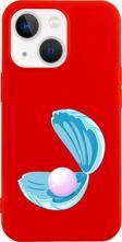 Butikcase İphone 13 Incili Deniz Tasarımlı Kırmızı Telefon Kılıfı