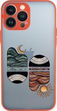 Mooodcase İphone 13 Pro Max Uyumlu Sunset Wave Desenli Kamera Korumalı Buzlu Şeffaf Lüx Telefon Kılıfı