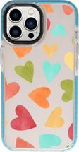 Mooodcase İphone 13 Pro Uyumlu Renkli Kalpler Desenli Candy Bumper Silikonlu Telefon Kılıfı