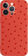Butikcase İphone 13 Pro Minik Kalpler Tasarımlı Kırmızı Telefon Kılıfı