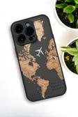 Mooodcase İphone 13 Pro Max Uyumlu Dünya Harita Desenli Buzlu Şeffaf Lüx Telefon Kılıfı
