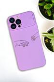 Mooodcase İphone 13 Pro Max Uyumlu Hand And Paw Desenli Kamera Koruma Slider Kapaklı Silikonlu Telefon Kılıfı