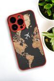 Mooodcase İphone 13 Pro Max Uyumlu Dünya Harita Desenli Buzlu Şeffaf Lüx Telefon Kılıfı
