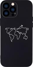 Mooodcase İphone 13 Pro Uyumlu Dünya Harita Rotalı Desenli Kamera Lens Korumalı Darbe Emici Silikonlu Lansman