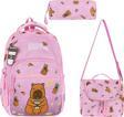 Unisex İlkokul Çantası Caby Para 3'lü Set 40*30 Cm Beslenme Çantası Kalem Kutusu Ortopedik KabyPare