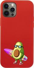 Butikcase Iphone 12 Pro Sörfçü Avokado Tasarımlı Kırmızı Telefon Kılıfı