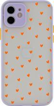 Butikcase Iphone 11 Lüx Kamera Lens Korumalı Minik Kalpler Turuncu Desenli Lila Telefon Kılıfı
