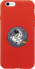 Butikcase İphone Se Gezegen Ve Astronot Tasarımlı Kırmızı Telefon Kılıfı
