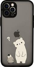 Mooodcase İphone 12 Uyumlu Kamera Lens Korumalı Penguen & Ayıcık Desenli Lüx Telefon Kılıfı