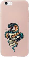 Butikcase İphone 7 Kuru Kafa Ve Yılan Tasarımlı Pembe Telefon Kılıfı