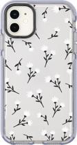 Mooodcase İphone 12 Uyumlu Beyaz Çiçekler Desenli Candy Bumper Silikonlu Telefon Kılıfı