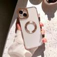 Mooodcase İphone 14 Plus Logo Detaylı Lens Korumalı Renkli Çerçeve Detaylı Şeffaf Silikon Kılıf Mchzr