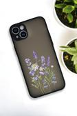 Mooodcase İphone 14 Plus Uyumlu Lavender Desenli Buzlu Şeffaf Lüx Telefon Kılıfı