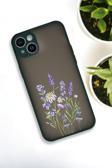 Mooodcase İphone 14 Plus Uyumlu Lavender Desenli Buzlu Şeffaf Lüx Telefon Kılıfı