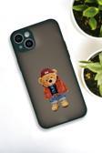 Mooodcase İphone 14 Plus Uyumlu Teddy Bear Desenli Buzlu Şeffaf Lüx Telefon Kılıfı