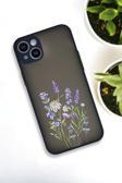 Mooodcase İphone 14 Plus Uyumlu Lavender Desenli Buzlu Şeffaf Lüx Telefon Kılıfı