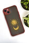 Mooodcase İphone 14 Plus Uyumlu Moon And Sun Desenli Buzlu Şeffaf Lüx Telefon Kılıfı