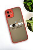 Mooodcase İphone 12 Uyumlu Şirin Kedicikler Desenli Buzlu Şeffaf Lüx Telefon Kılıfı