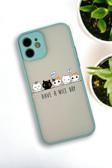 Mooodcase İphone 12 Uyumlu Şirin Kedicikler Desenli Buzlu Şeffaf Lüx Telefon Kılıfı