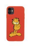 Mooodcase Iphone 11 Uyumlu Göbekli Garfield Tasarımlı Kırmızı Telefon Kılıfı