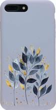 Mooodcase İphone 8 Plus Mavi Yaprak Desenli Lila Lansman Kılıf