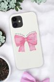 Mooodcase İphone 12 Uyumlu Pembe Kurdele Premium Silikonlu Telefon Kılıfı