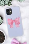 Mooodcase İphone 12 Uyumlu Pembe Kurdele Premium Silikonlu Telefon Kılıfı